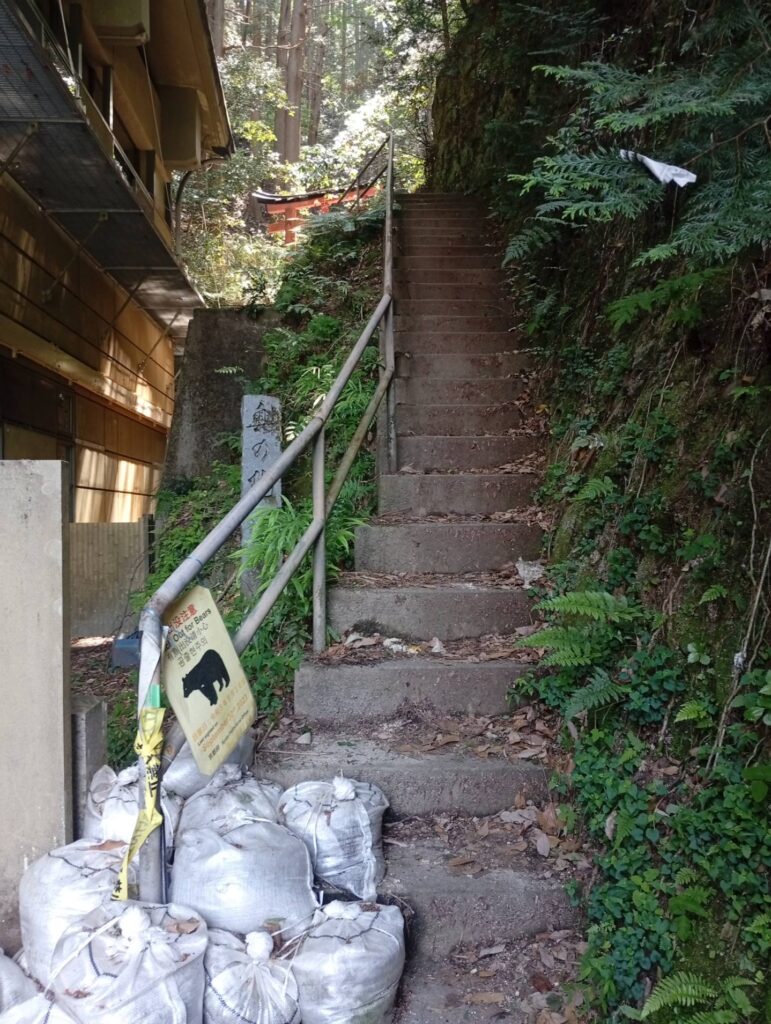 狸谷山不動院の奥の院への入り口の階段